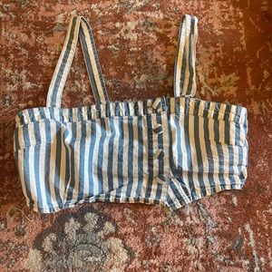 FOREVER 21+ - White and Blue cropped top with straps